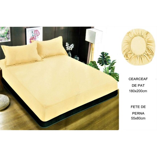                                                        Husă de Pat cu Elastic (Set 3 Piese) – Cearceaf 180x200 cm + 2 Fețe de Pernă