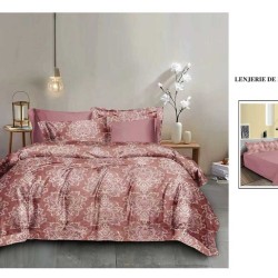                 Lenjerie de Pat cu Inserții Brodate – Set 6 Piese, Pat Matrimonial