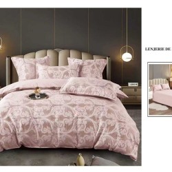                 Lenjerie de Pat cu Inserții Brodate – Set 6 Piese, Pat Matrimonial