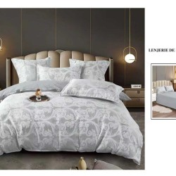                 Lenjerie de Pat cu Inserții Brodate – Set 6 Piese, Pat Matrimonial