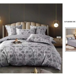                 Lenjerie de Pat cu Inserții Brodate – Set 6 Piese, Pat Matrimonial